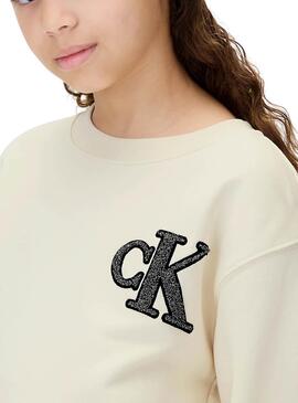 Kleid Calvin Klein Towling Monogramm beige Mädchen