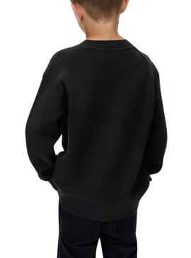 Calvin Klein Handtuchlogo-Sweatshirt für Jungen in Schwarz.