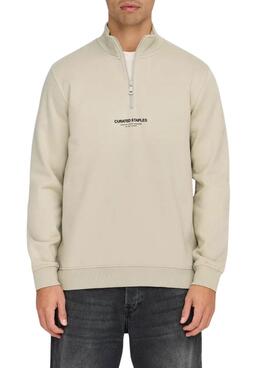 Only and Sons Curated Zip beige Pullover für Herren
