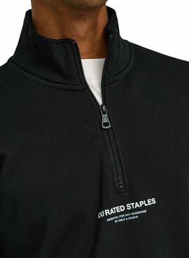 Sudadera Only and Sons Curated Zip Schwarz für Herren