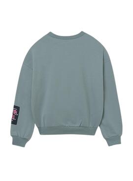 Kapuzenpullover Mayoral mit grünem Print für Mädchen.