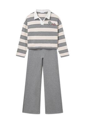Set Mayoral Hose und Poloshirt grau gestreift Mädchen