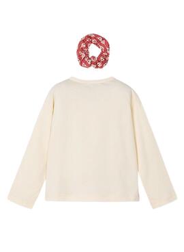 T-Shirt Mayoral mit beige Haargummi für Mädchen.