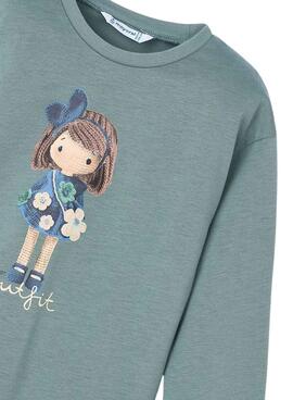 T-shirt Mayoral grün mit Grafik für Mädchen