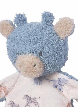 Gugú Mayoral hängt blauen Schnuller für Baby auf.