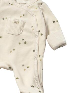 Schlafanzug Mayoral mit bedrucktem beige für Babys.