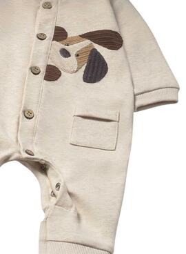Strampler Mayoral mit bestickten Applikationen in Beige für Babys.