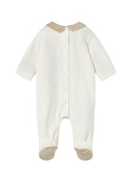 Schlafanzug von Mayoral aus angerautem Stoff in Beige mit Kragen für Babys.