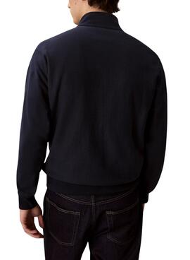Sweatshirt Calvin Klein Monologo Reißverschluss Marine für Herren