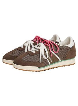 Tommy Jeans Sneakers mit doppeltem braunem Schnürsenkel für Damen.