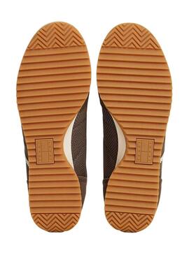 Tommy Jeans Sneakers mit doppeltem braunem Schnürsenkel für Damen.