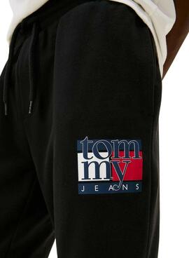 Hose Tommy Jeans Flag slim schwarz für Herren