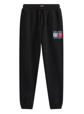 Hose Tommy Jeans Flag slim schwarz für Herren