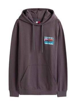 Sudadera Tommy Jeans DNA Flag grau für Herren.