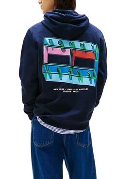 Sudadera Tommy Jeans DNA Flag Marine für Herren