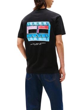T-shirt Tommy Jeans DNA Flag Schwarz für Herren