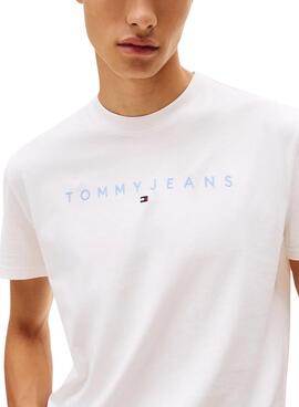 T-shirt Tommy Jeans Linear Logo weiß für Herren