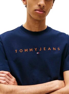 T-shirt Tommy Jeans Linear Logo navy für Herren
