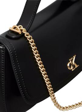 Handtasche Calvin Klein Jeans Kette Ck Schwarz für Damen