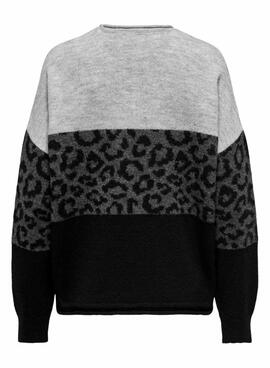 Pullover Only Nur Jade Tierdruck schwarz für Damen.