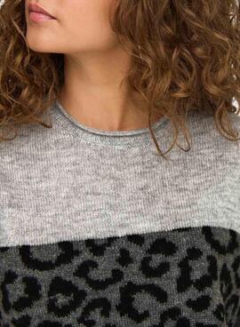 Pullover Only Nur Jade Tierdruck schwarz für Damen.