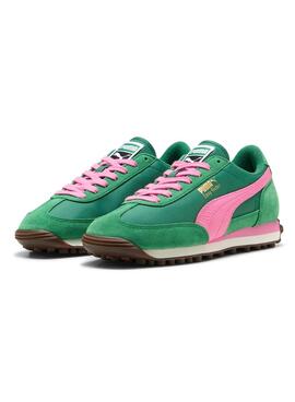 Turnschuhe Puma Easy Rider Vintage in Grün und Rosa für Damen.