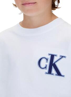 T-shirt Calvin Klein Festive Logo weiß für Kinder
