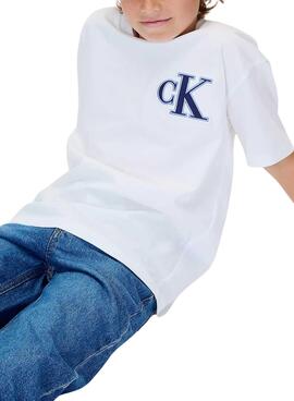 T-shirt Calvin Klein Festive Logo weiß für Kinder