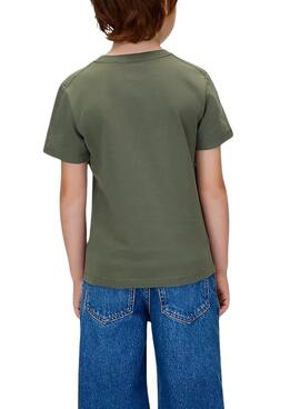 T-shirt Calvin Klein Monogramm Grün für Jungen.