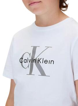 T-shirt Calvin Klein Monogramm Weiß für Jungen
