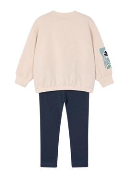 Mayoral-Set Leggings und beige Sweatshirt für Mädchen.