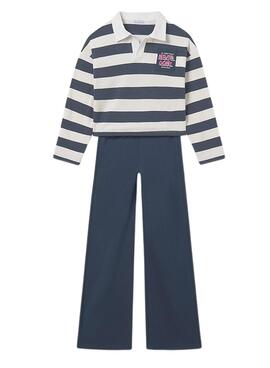 Set Mayoral Hose und Polo Streifen blau Mädchen
