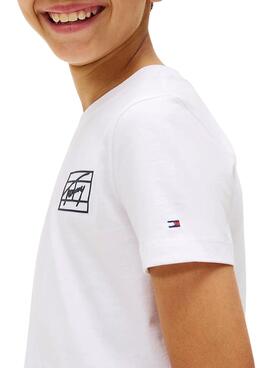 T-Shirt Tommy Hilfiger Varsity Logo in Weiß für Kinder