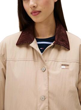 Tommy Jeans Cord Kragen Beige Damenjacke.