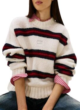 Tommy Jeans Flauschiges gestreiftes Jersey für Damen