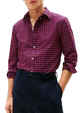 Tommy Hilfiger Check Hemd in Rot und Marineblau für Herren.