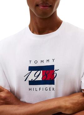 T-shirt Tommy Hilfiger Linear Weiß für Herren.