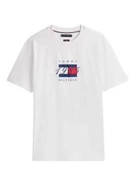 T-shirt Tommy Hilfiger Linear Weiß für Herren.