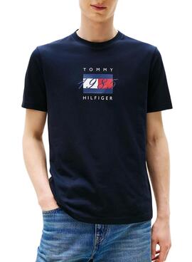 T-Shirt Tommy Hilfiger Linear Marineblau für Herren