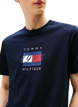 T-Shirt Tommy Hilfiger Linear Marineblau für Herren