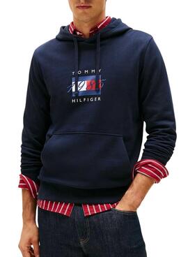 Sweatshirt Tommy Hilfiger Linear Marine für Herren.