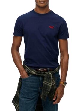 T-Shirt Superdry Essential Logo blau für Herren.
