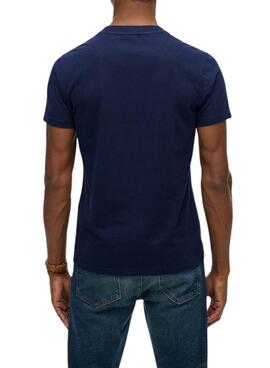 T-Shirt Superdry Essential Logo blau für Herren.