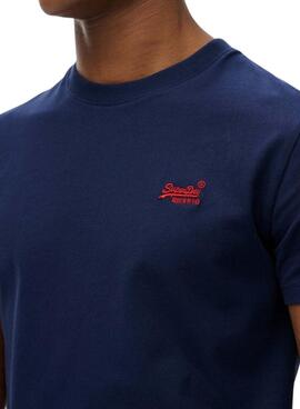 T-Shirt Superdry Essential Logo blau für Herren.