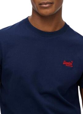 T-Shirt Superdry Essential Logo blau für Herren.