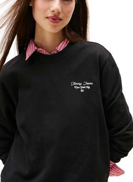 Sweatshirt Tommy Jeans Ess Logo Schwarz für Damen