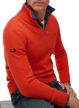 Pullover Superdry Henley in Orange für Herren.