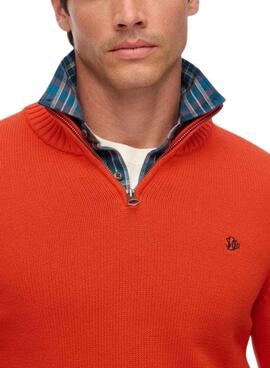 Pullover Superdry Henley in Orange für Herren.