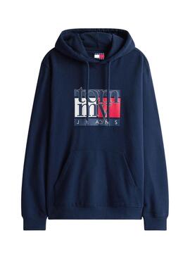 Pullover Tommy Jeans Flag marineblau für Herren.
