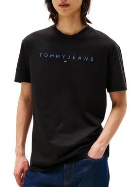 T-shirt Tommy Jeans Linear Logo Schwarz für Herren
